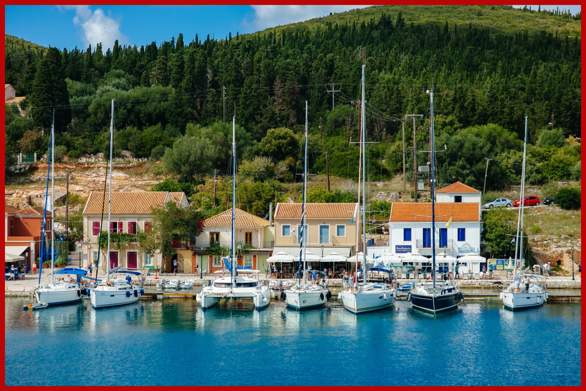 boats in the small port. View from the sea